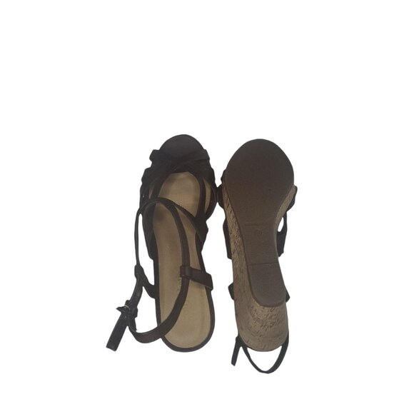 Kelly and Katie Wedge Sandals Women Sz 9 Strappy Brown Boho Summer‎ Espadrille - Picture 6 of 6